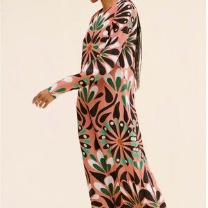 FARM Rio Pink and Green Floral Maxi Dress